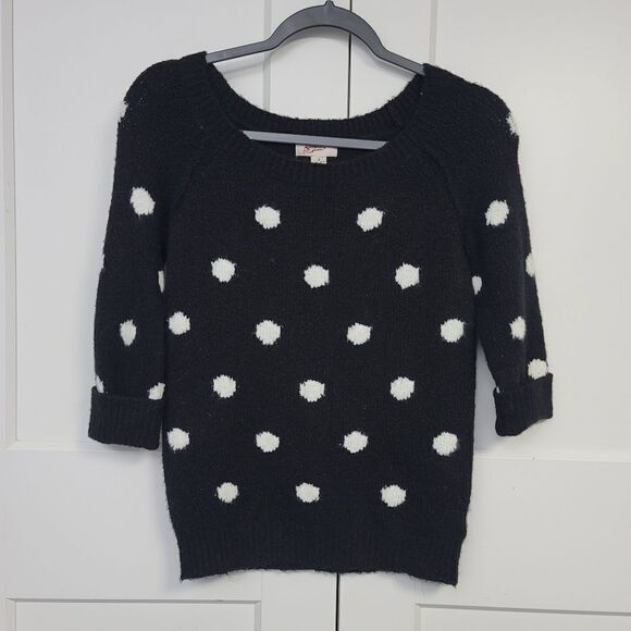 Arizona jean co. Black and white Polka dot sweater, medium - Picture 3 of 7